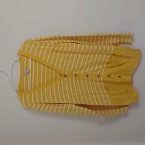 Yellow and White Striped Cardigan